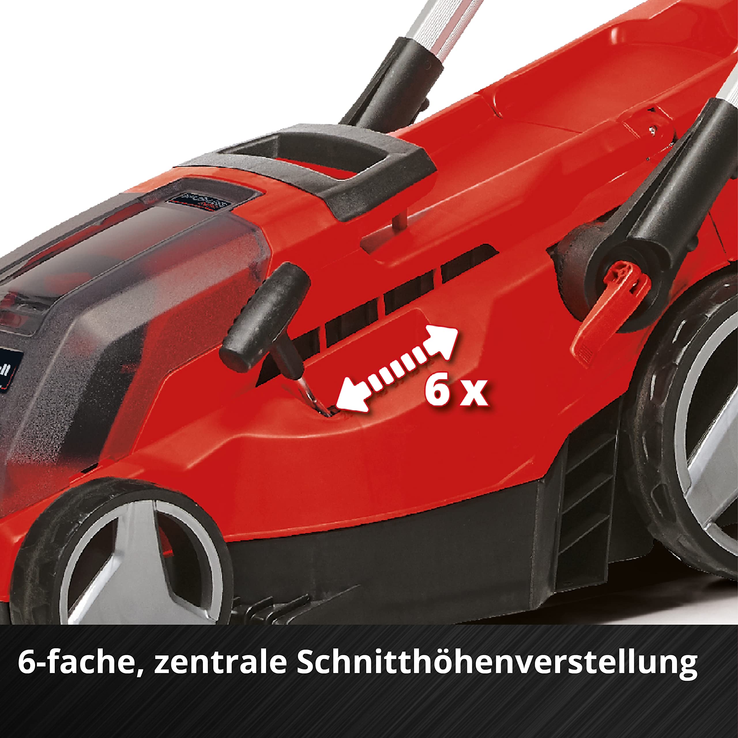 Einhell Akumulatorowa kosiarka GP-CM 36/450 Kit Power X-Change (36 V, szerokość cięcia 38 cm, 450 m², bezszczotkowa, funkcja mulczowania, worek 45 l, w zestawie 2 akumulatory 4,0 Ah + podwójna ładowarka)