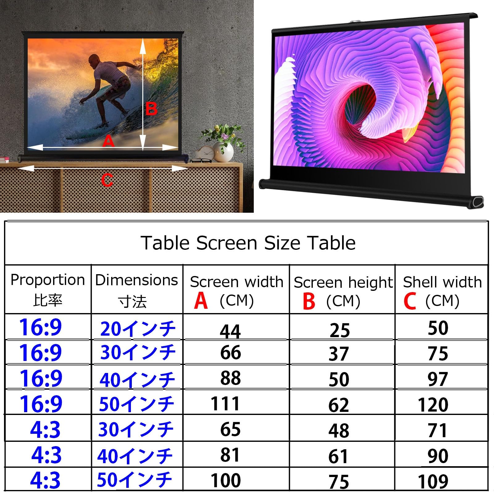 Schermo Proiezione Esterno, Schermo Per Proiettore Manuale Portatile Compatto, Facile Da Trasportare, Retrattile Pull Up HD Projector Screen Per Interni Cinema Home Theater E Ufficio(4:3 40 inch)