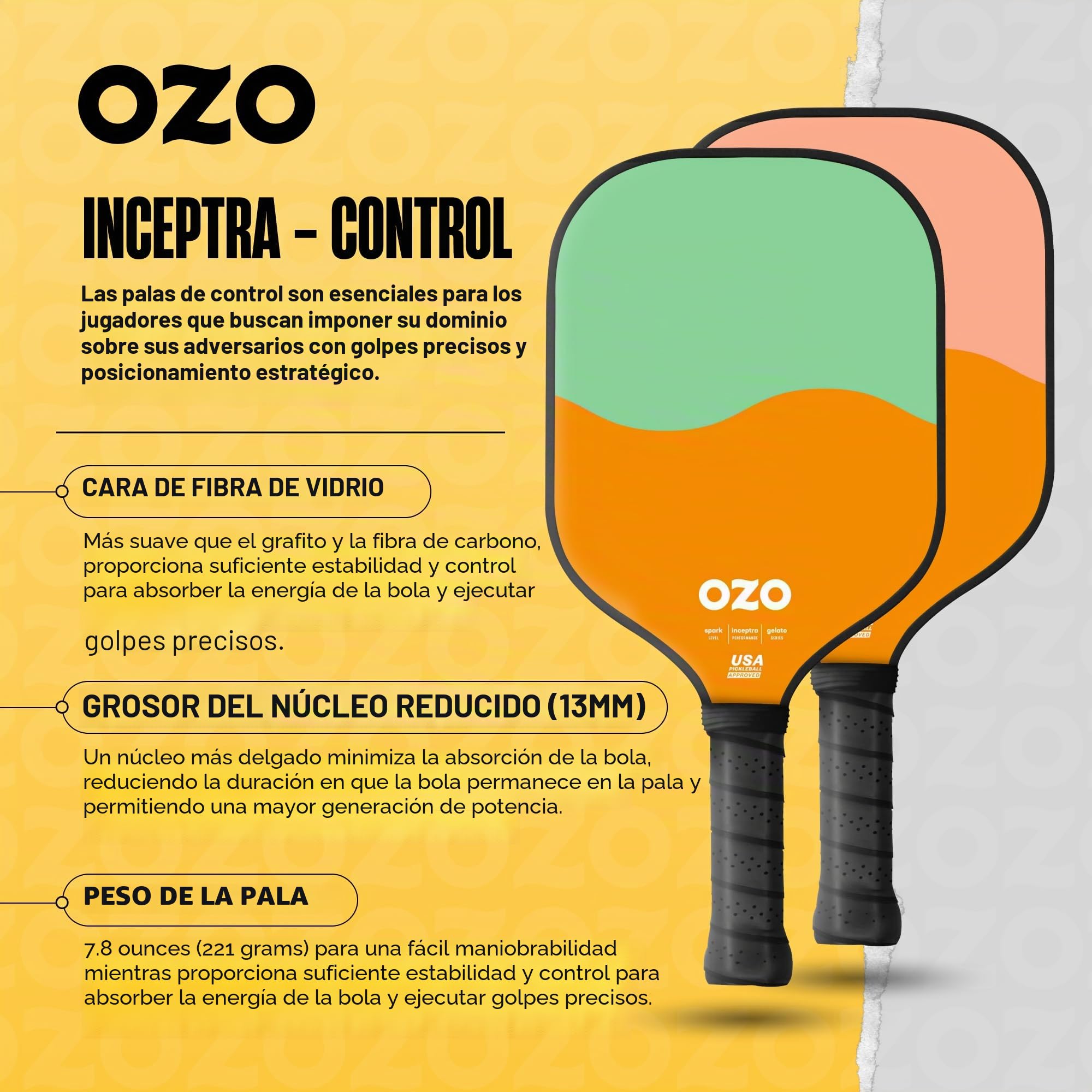 OZO Pickleball - Juego de 2 Palas + 4 Bolas