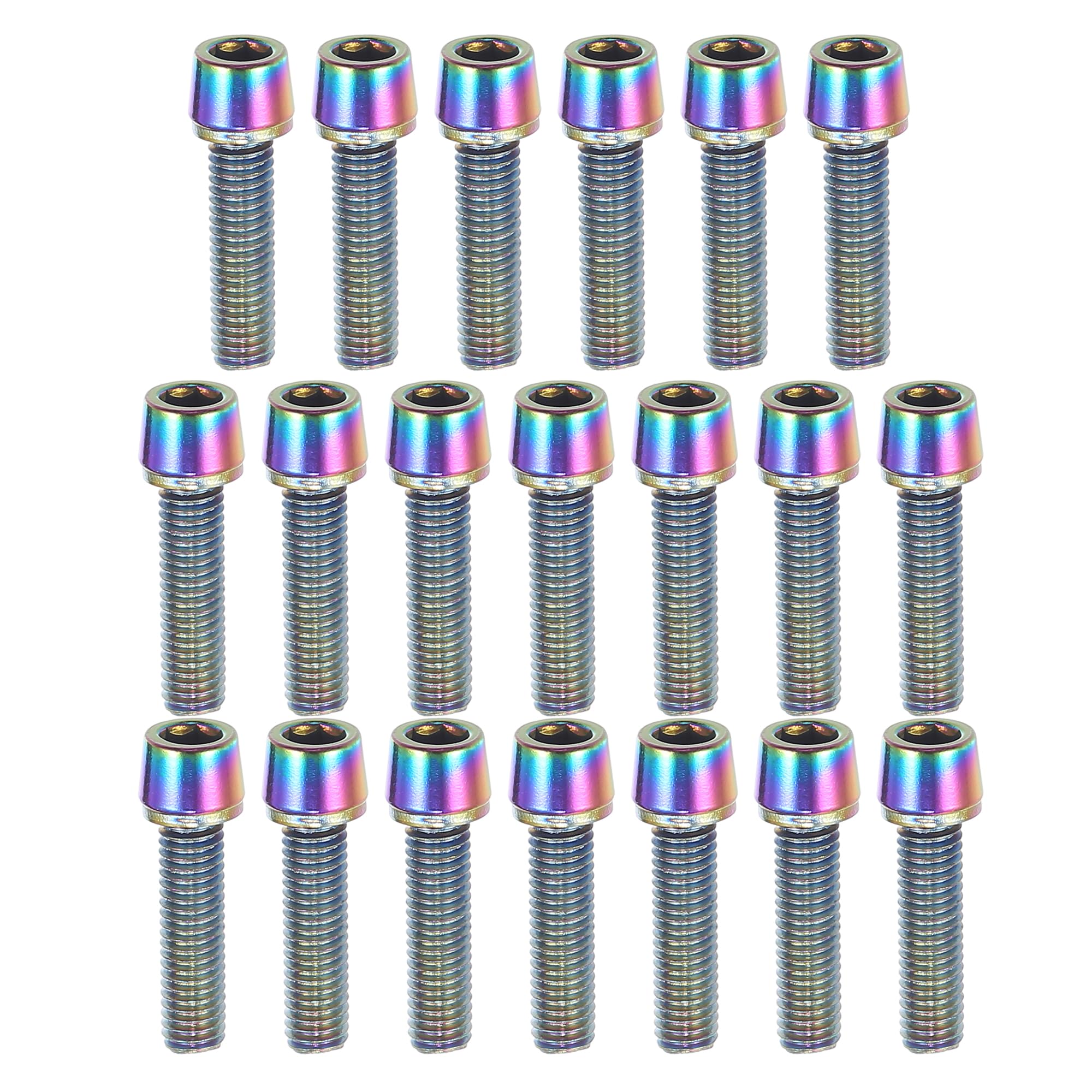 A ABSOPRO Tapered Bolts Screws for MTB Bike Bicycle Stem Durable M5x20mm Socket Head Cap Bolts Screws Nuts Steel Assorted Color (Set of 20)