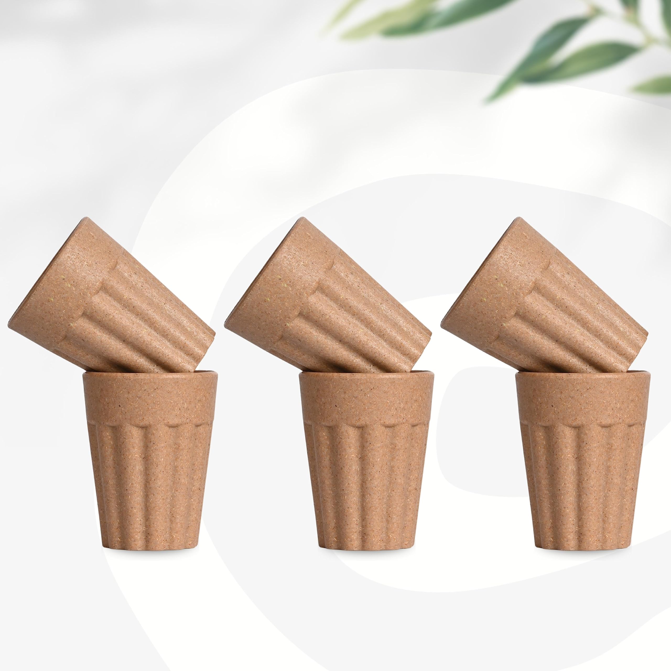 Set of 6 Earth-Friendly Cutting Chai Cups | 100 ml | Coffee Cup Made with Rice Husk & Bamboo Fibers | Microwave Safe Tea Set |Hot & Cold Coffee Mug, Milk & Tea Cup Set | Tortilla