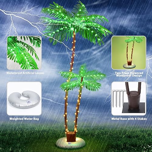 Miniatura 3 de Palmeras solares iluminadas para patio exterior, barra Tiki para piscina, terraza, decoración al aire libre, luces LED artificiales para árbol de