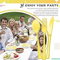 Vista 21 de Minatee Juego de 150 piezas de cubiertos desechables de plástico, juego de cubiertos de acero inoxidable resistente, 50 tenedores, 50 cuchillos, 50