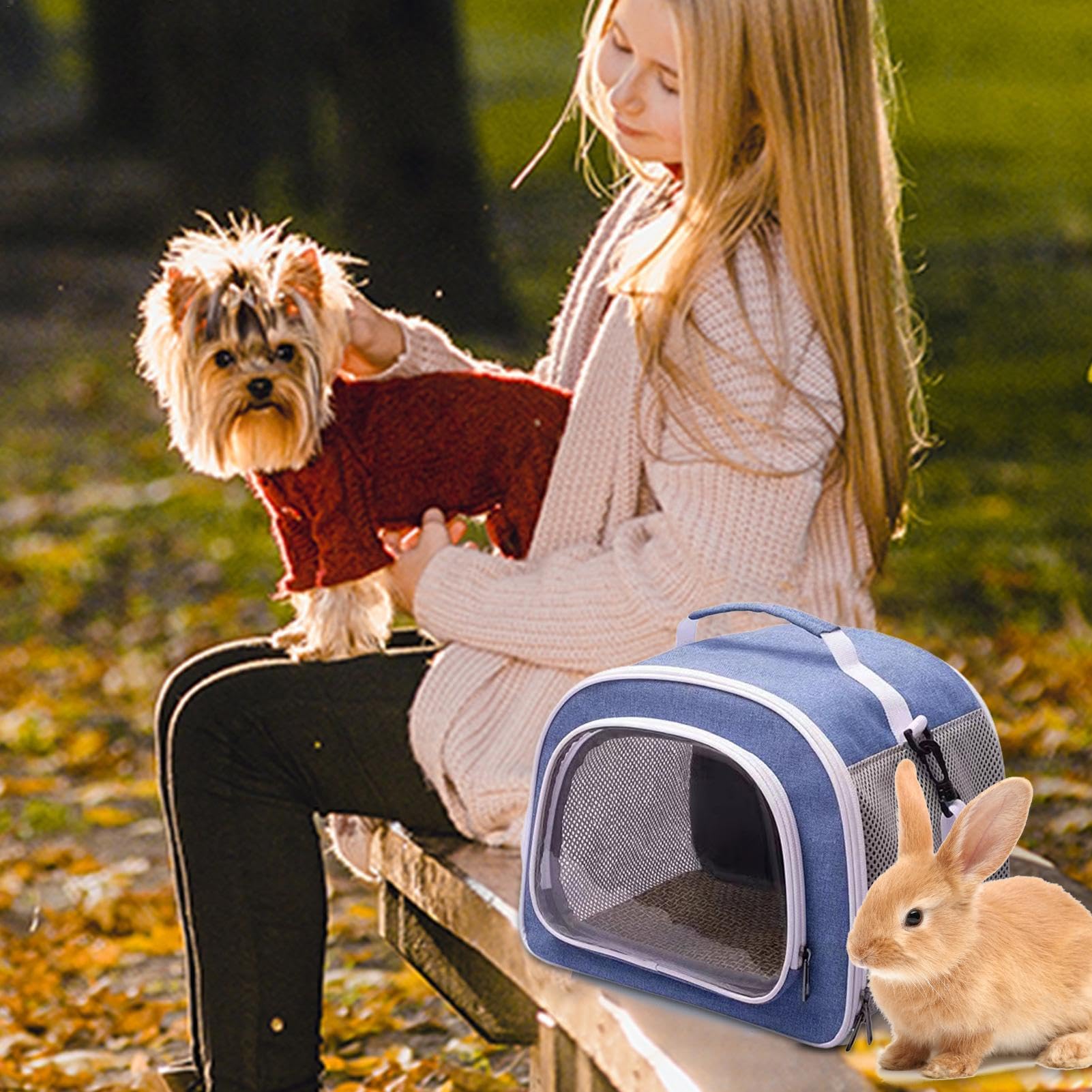Borsa Trasporto Animali Piccoli - Per Criceti, Topi, Ricci, Conigli, Traspirante Con Tracolla Regolabile - Foto 4
