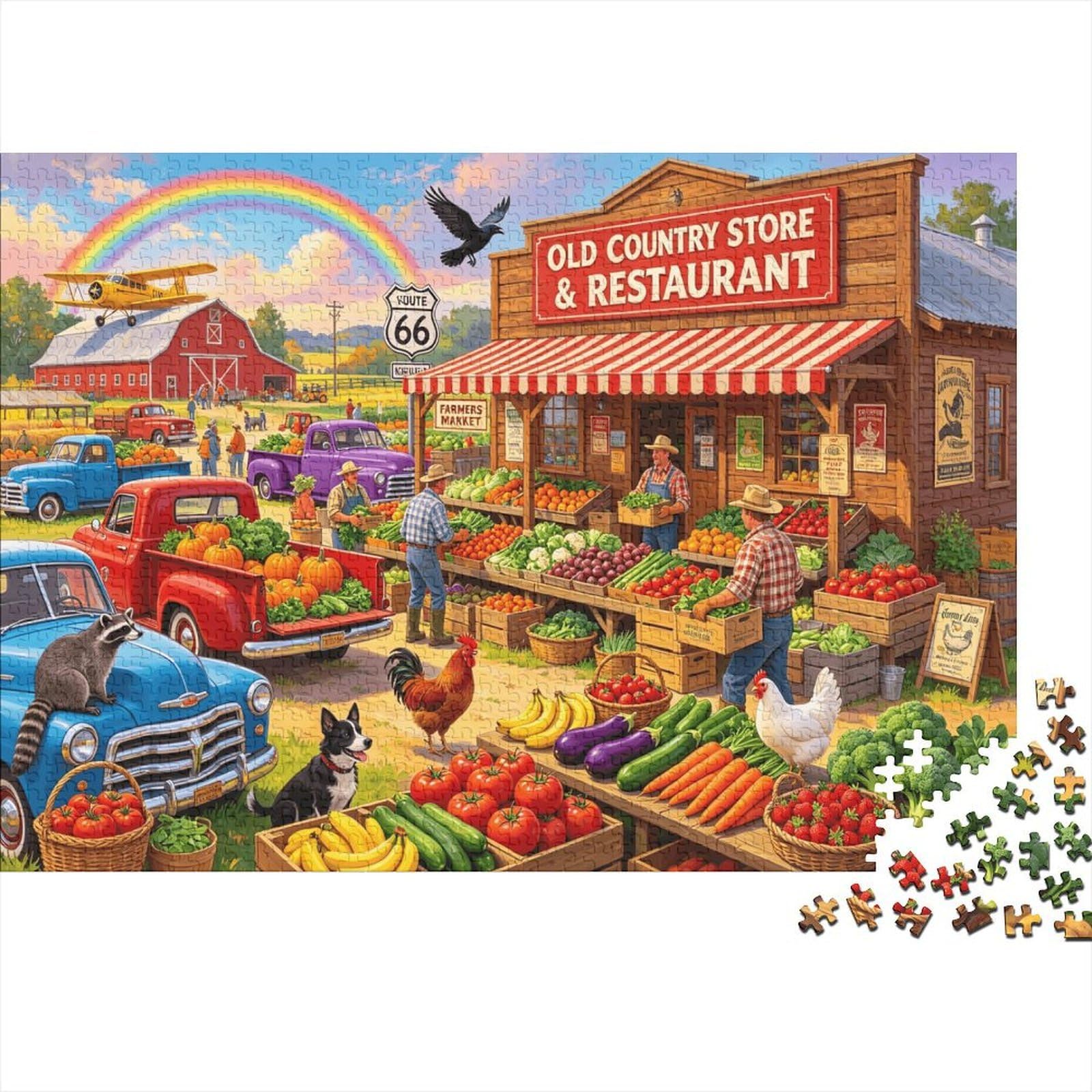 Farmers Market Senior Puzzles 1000 Piece Recycled Vegetables Jigsaw Puzzles Puzzle Game Props Family Gaming Time Educational Game Challenge Gift 38x26cm/1000pcs