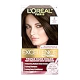 Excellence Crème Permanent Hair Dye, Triple Care Hair Color with Hyaluronic Acid for 100% Gray Coverage, 4 Dark Brown, 1 Kit (Packaging May Vary)