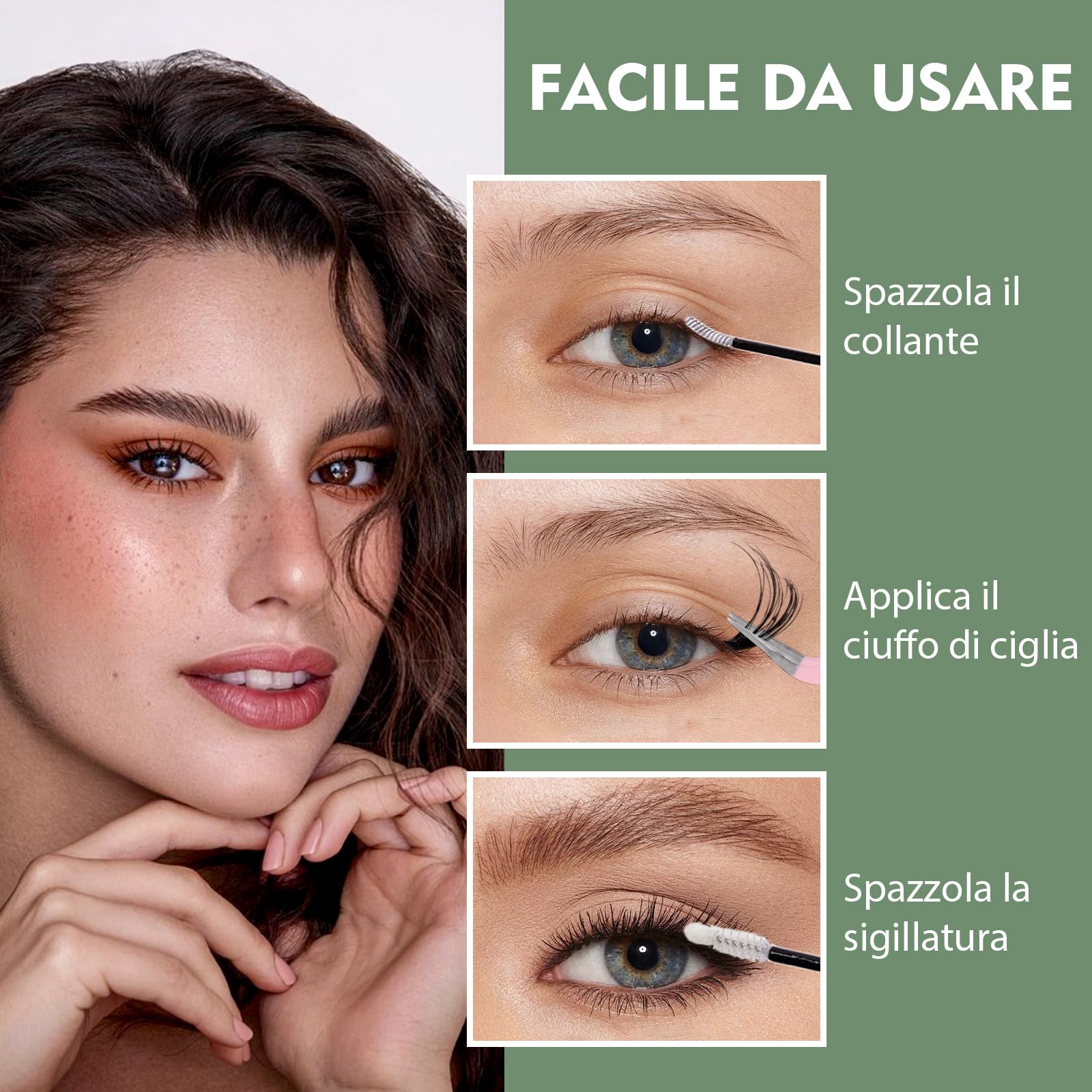 VEGCOO 570 Pezzi Ciglia Finte Extension Ciglia 30-40-50-60-80-100D Curl Ciglia-Finte Ciuffetti per Estendere le Ciglias a Casa Eyelashes Naturali per Ragazze e Donne Principianti con Accessori(8-16mm)