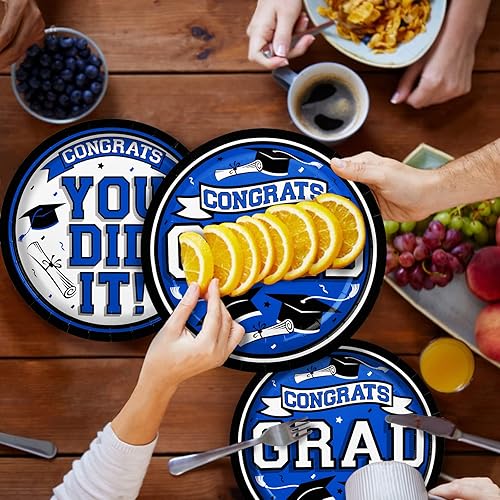 Miniatura 7 de Gatherfun Suministros para fiesta de graduación 2023, vajilla verde, platos de papel desechables para felicitaciones, decoraciones de fiesta de