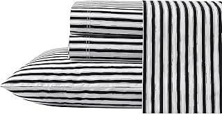Betsey Johnson- Queen Sheet Set, Cotton Percale Bedding Set, Crisp & Cool, Lightweight & Breathable (Sketchy Stripe, Queen)