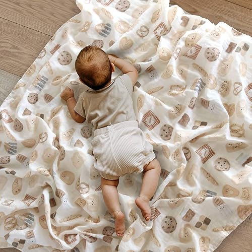 Miniatura 3 de LifeTree Mantas envolventes de muselina orgánica unisex para recién nacidos, de algodón orgánico, grande de 47 x 47 pulgadas, pan