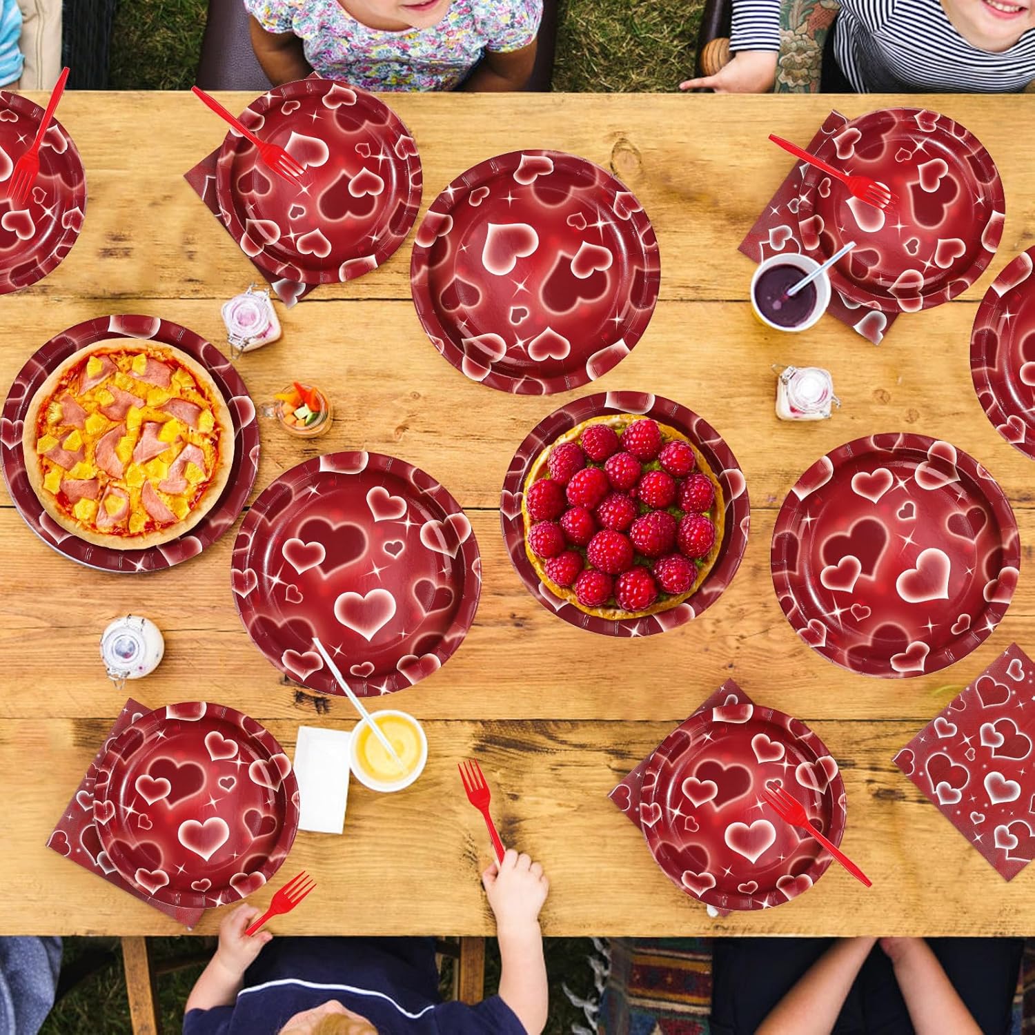 96 Pcs Y2K Party Decorations Red Heart Plates and Napkins Y2k Theme Birthday Party Tableware sets for Birthday Wedding Bridal Shower Early 2000s Party Decorations Serves 24 - Image 7