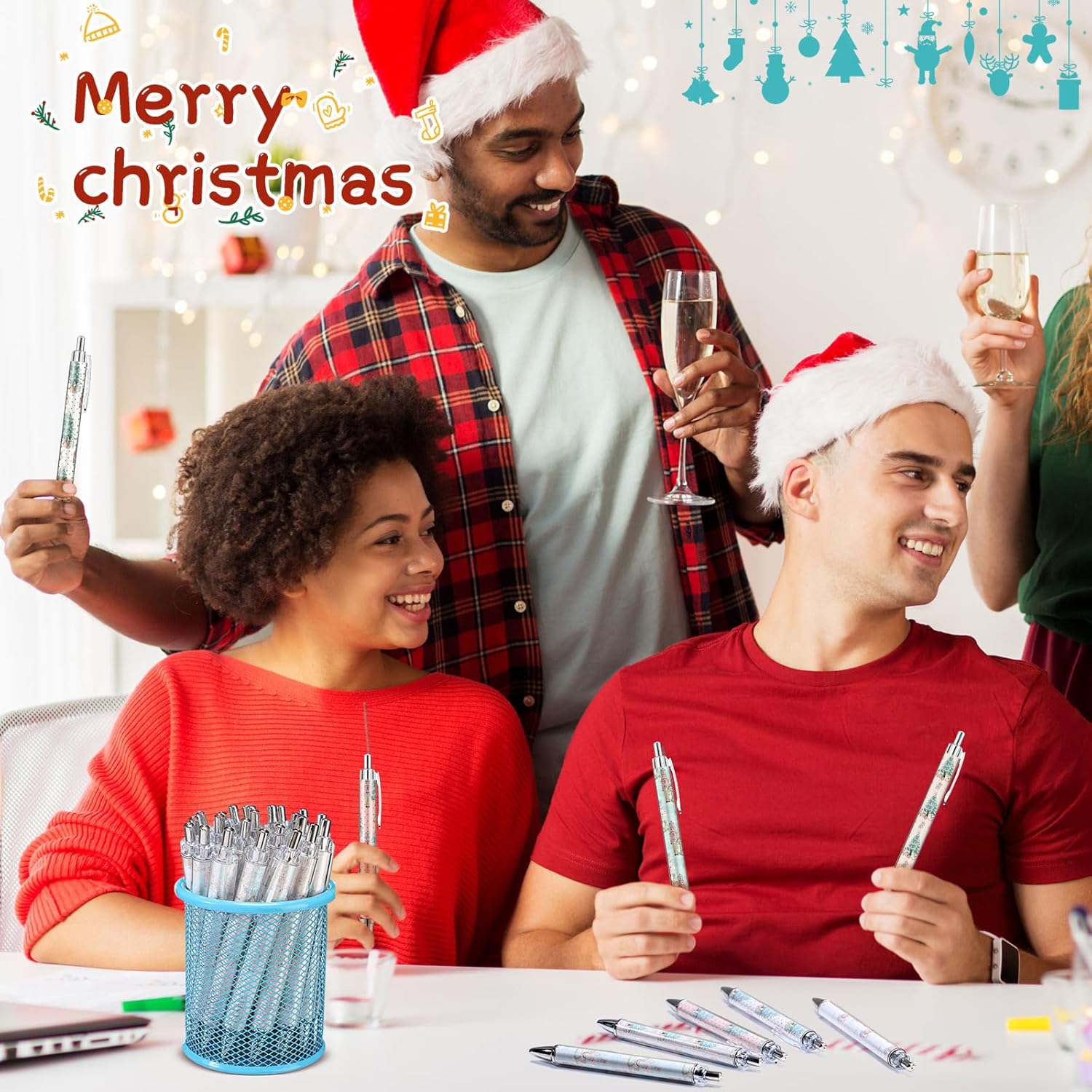 Motipuns 100 Pcs Christmas Ballpoint Pens Gift Bulk Cute Nutcracker Candy Santa Snowman Design Christmas Teacher Pens Gifts Bulk for Xmas Stuff Office Employees Coworkers Party Supplies(Nutcracker)