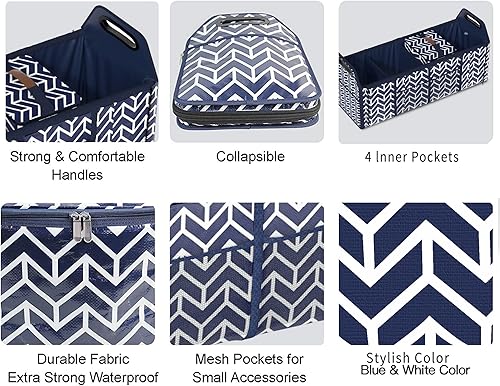 Miniatura 10 de Organizador de maletero, bolsa de almacenamiento plegable de carga portátil, hielera organizadora de vehículos, organizador con 3 compartimentos,