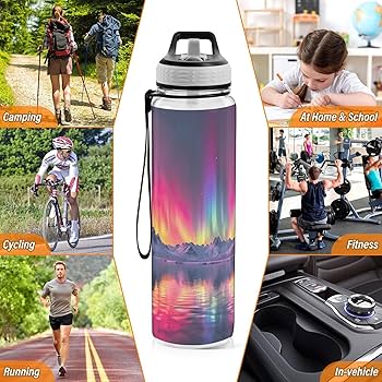 Amazon.com: Nesatuwa 32 oz Northern Lights Water Bottles
