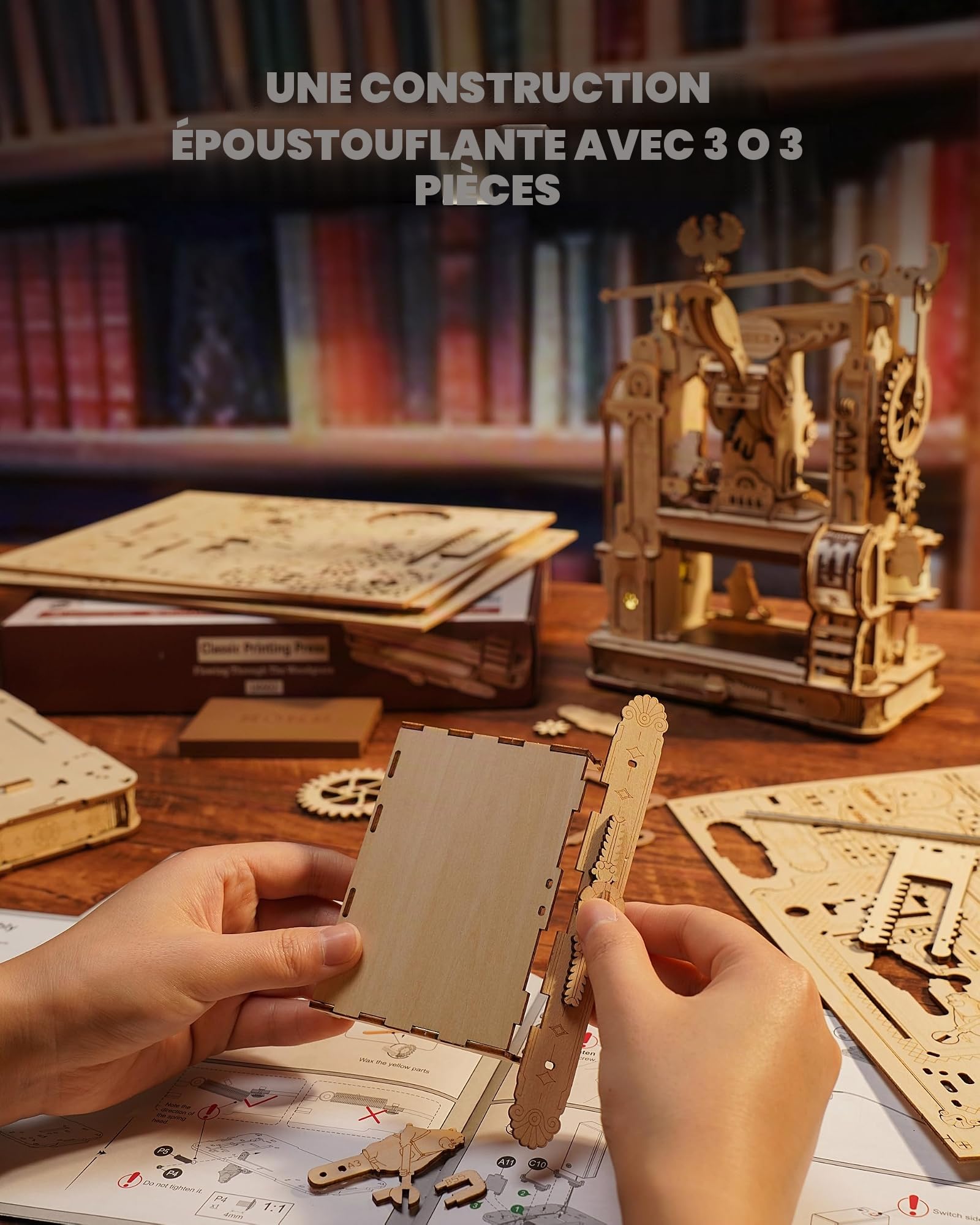 ROKR Puzzle 3D En Bois Printing Express-Presse Imprimer Maquettes et Modélisme Adulte-Cadeau Homme Femmes(LK602)