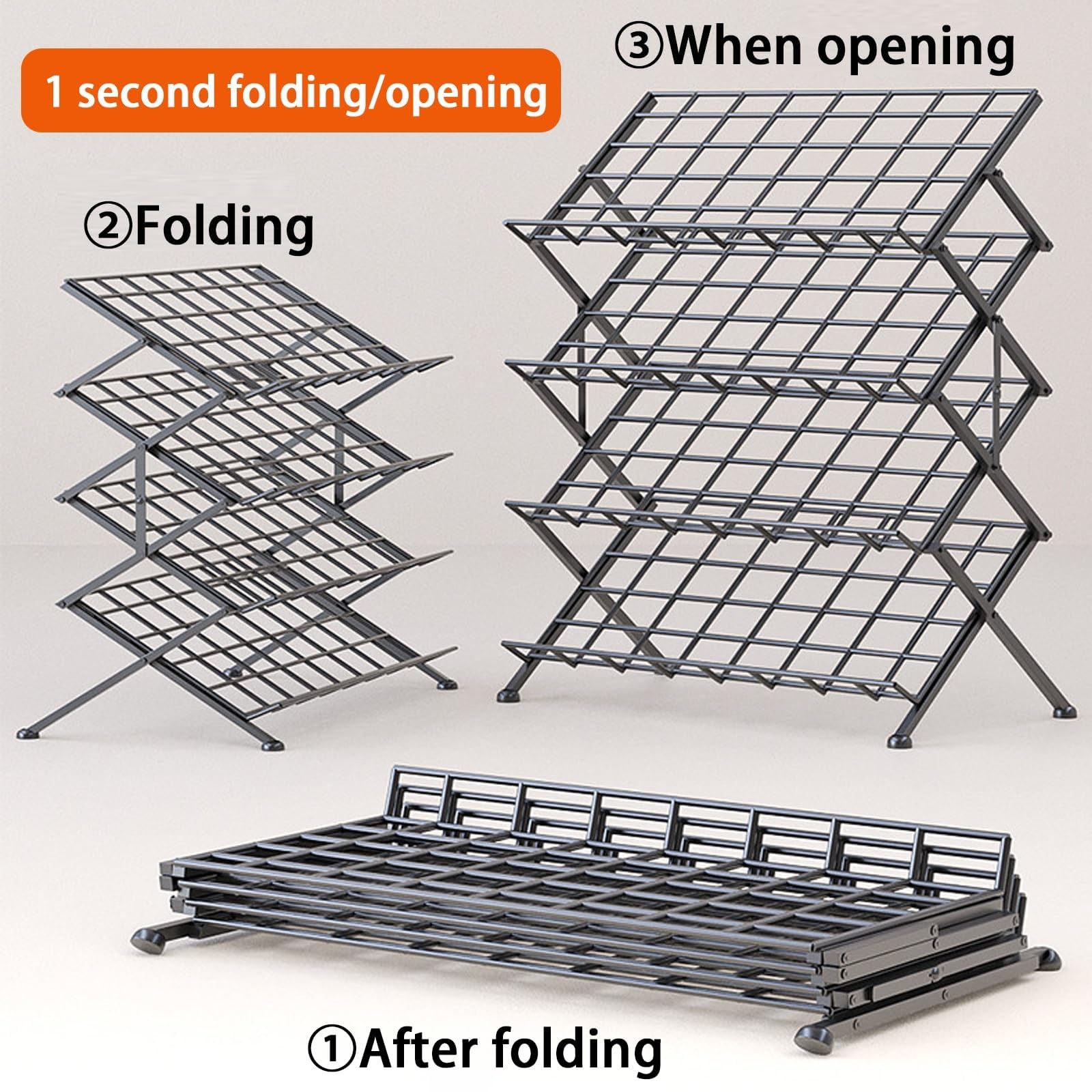 Scarpiera pieghevole in metallo, design salvaspazio per corridoi e camere da letto, calzature efficienti, perfetta per piccoli spazi, soluzione elegante per riporre oggetti