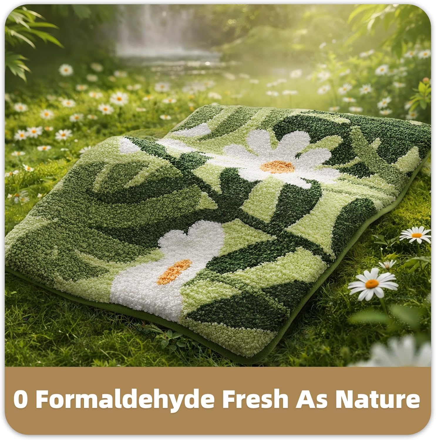 Color&Geometry Green Leaf Bathroom Rug, Plush Absorbent Non Slip Washable Plant Decor Bath Mat, Ideal for Shower Sink, Bathtub Floor, Bedroom, Kids Room, 20"x32"