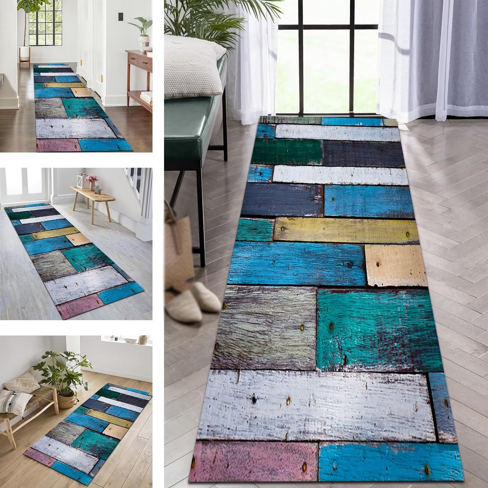 Tapis de cuisine devant évier antidérapant avec motif géométrique moderne