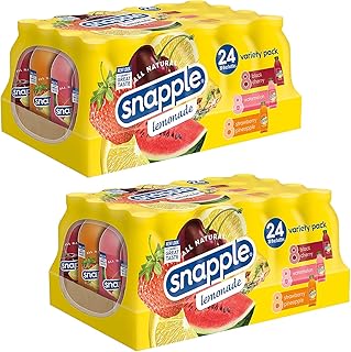 Snapple Lemonades Variety Pack Including 8 Black Cherry - 8 Watermelon and 8 Strawberry Pineapple, New Look with Same Grea...