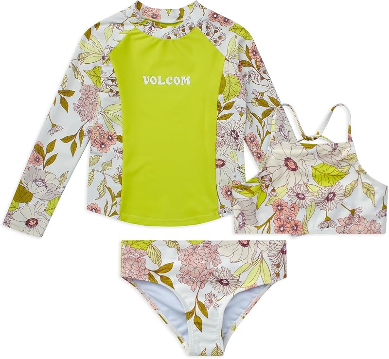 Girls 3 Piece High-Neck Bikini & Swim Shorts Set, UPF50+ (2T-16)