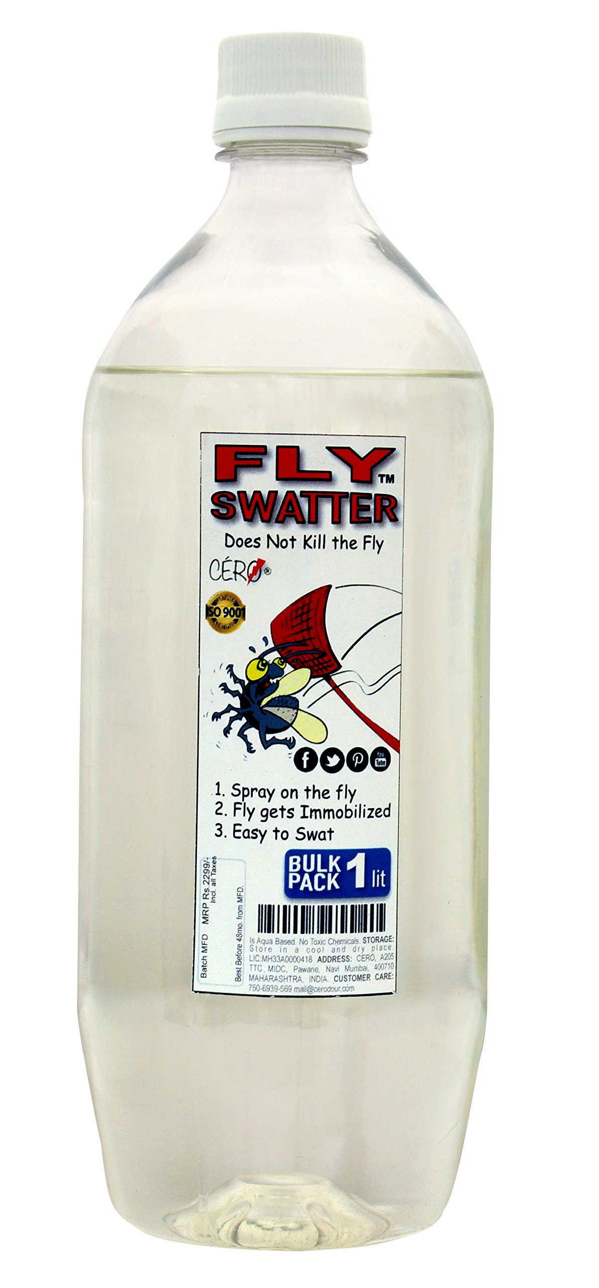 CERO FLY SWATTER Easiest Solution to House Flies, Makes flies slow and easy to Swat BULK REFILL (1 Lit)