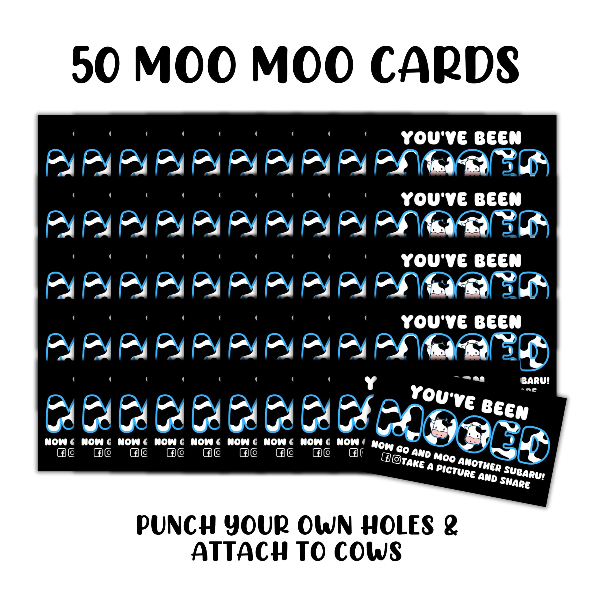 "You've Been Mooed" Cards - 50-Pack, 2x3.5" For Subaru/Car Community Pranks & Gifts