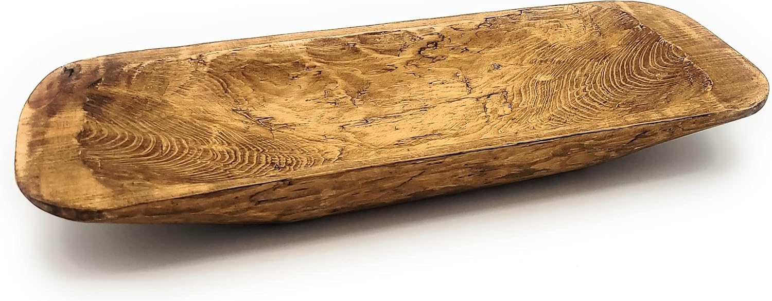 18.5"-20.5" Long Baguette Dough Bowl, Decorative Bowl, Table Center Piece, Decorative Wood Bowl The Barren Bowl