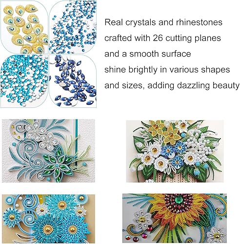 Miniatura 5 de TRRCEPOS Pintura de diamante de taladro parcial, kit de pintura de diamante 5D para adultos y niños, imágenes de flores de diamante de 12 x 16