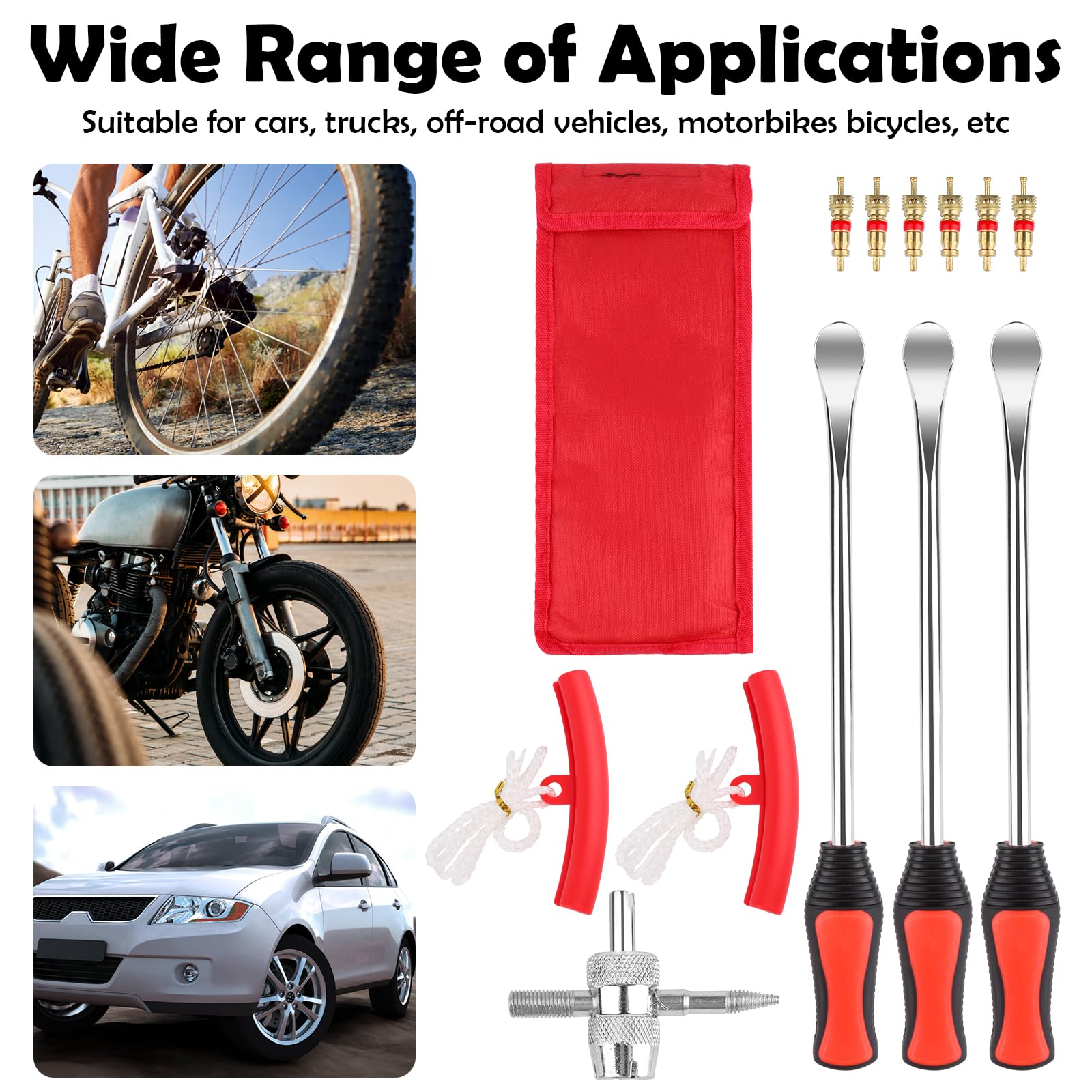 13 Pezzi Leva a Cucchiaio in Acciaio Kit Leve Smontagomme Moto, Leva di Montaggio per Pneumatici con Protezione del Cerchione, Leve per Pneumatici per Moto, Bicicletta