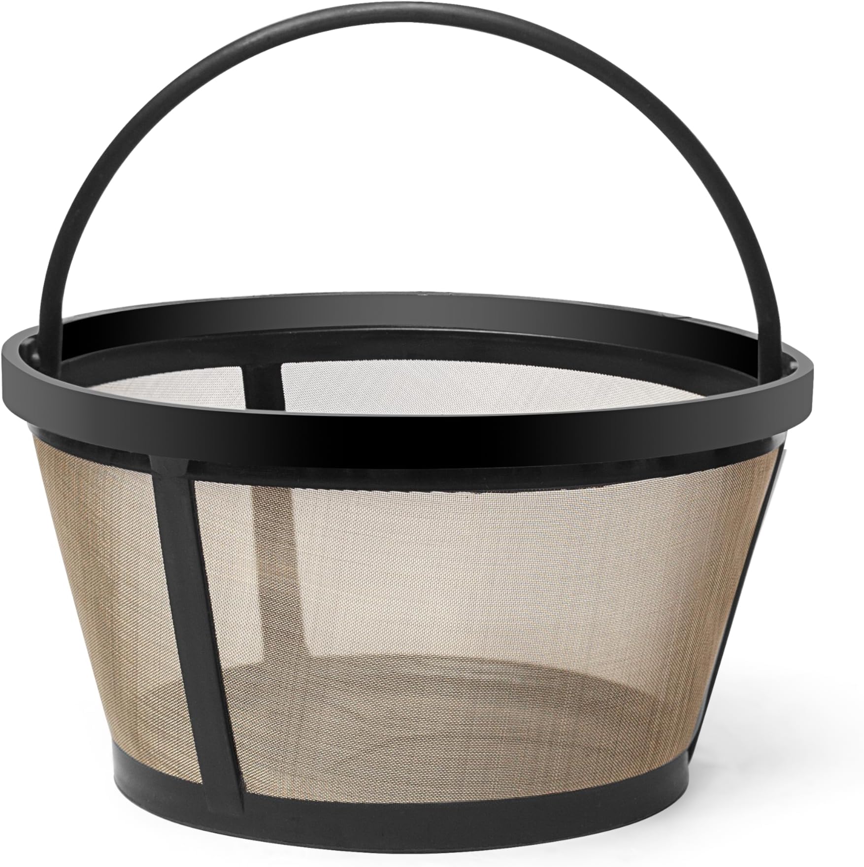 BRENSTEN 8-12 Cup Reusable Filter Basket With Closed Bottom Fits MrCoffee Coffee Maker and Brewer - Permanent Filter Replacement for Mr Coffee Gold Tone Basket-Style Filters 1-Pack