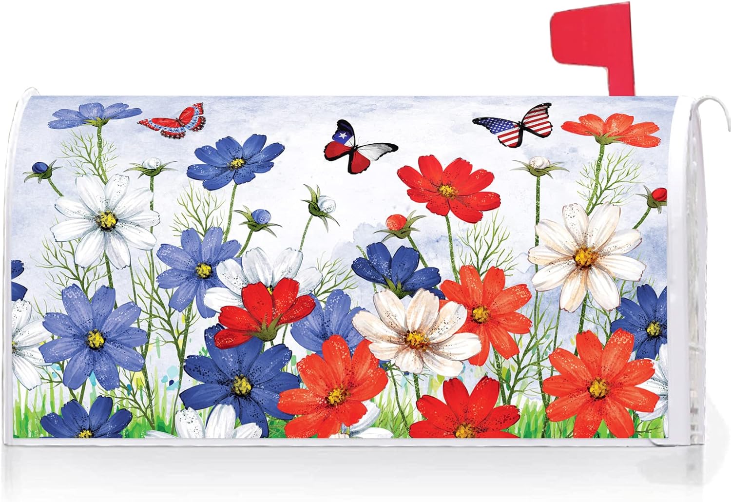 Texupday Spring Summer Flower Butterfly Decoration Mailbox Cover with Magnetic Strip Colorful Floral Blooms Mailbox Wraps Post Letter Box Cover Standard Size 21" X 18" for Garden Outdoor Yard Decor