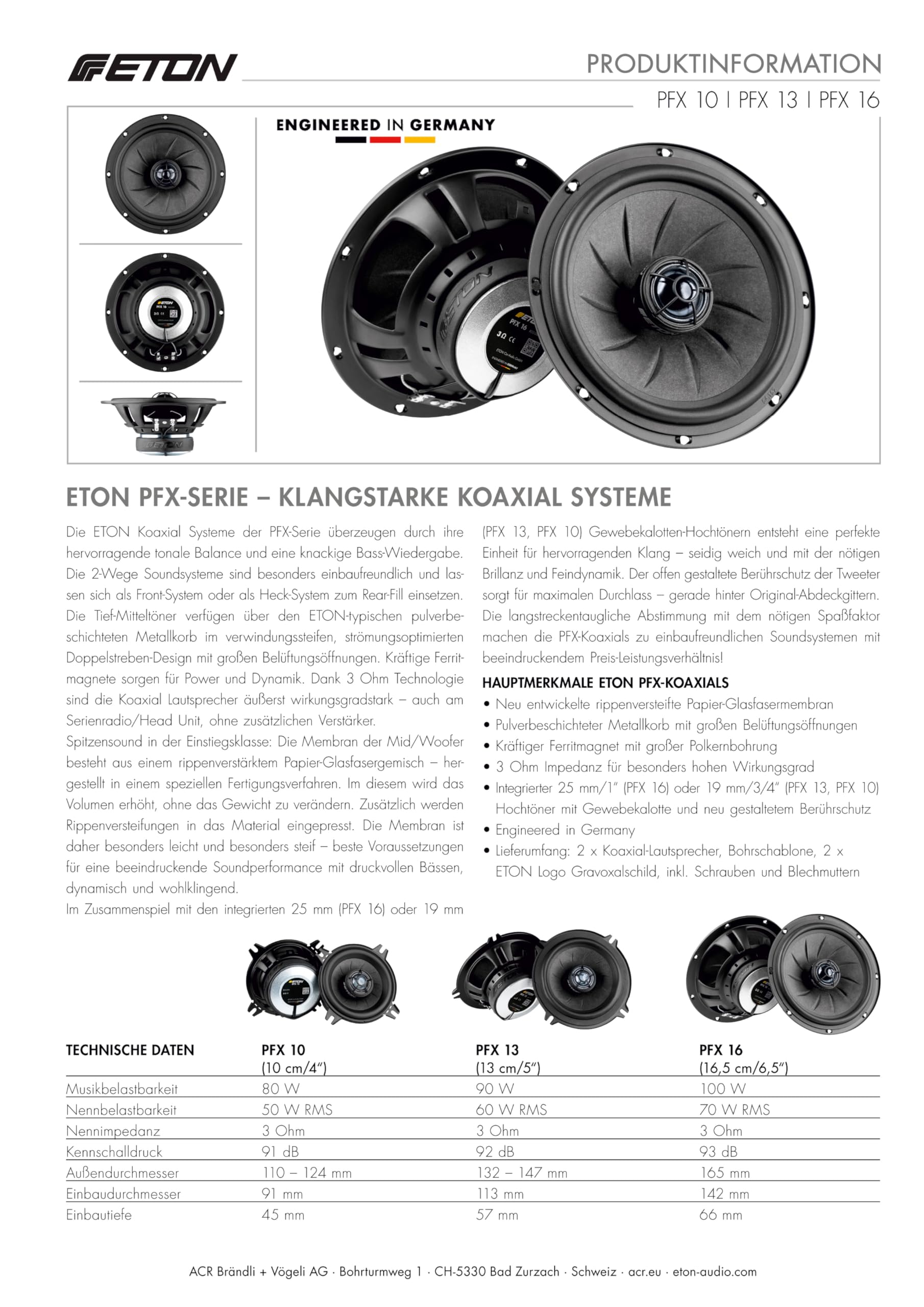 ETON PFX 10 – Klangstarkes 10 cm / 4“ Koaxial System, Auto Lautsprecher für Front oder Heck, Soundsystem mit 80 Watt, geeignet auch für Wohnmobile, Busse, Transporter, 1 Paar