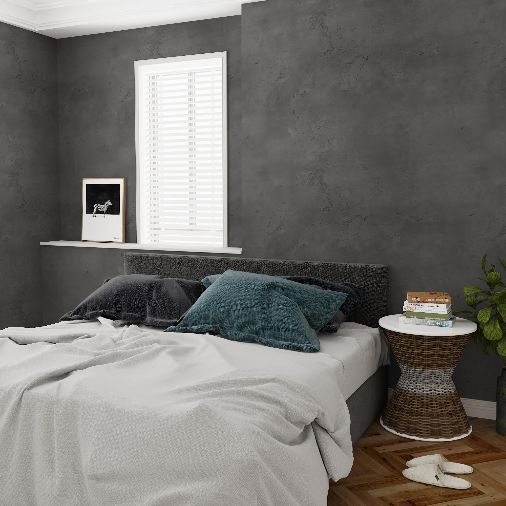 60cm×5m Dark Grey Concrete Effect Wallpaper Peel and Stick Faux Industrial Self Adhesive Vinyl Wrap Cement Contact Paper Kitchen Worktop Covering Wall Paper Sticky Back Plastic Roll Furniture Sticker