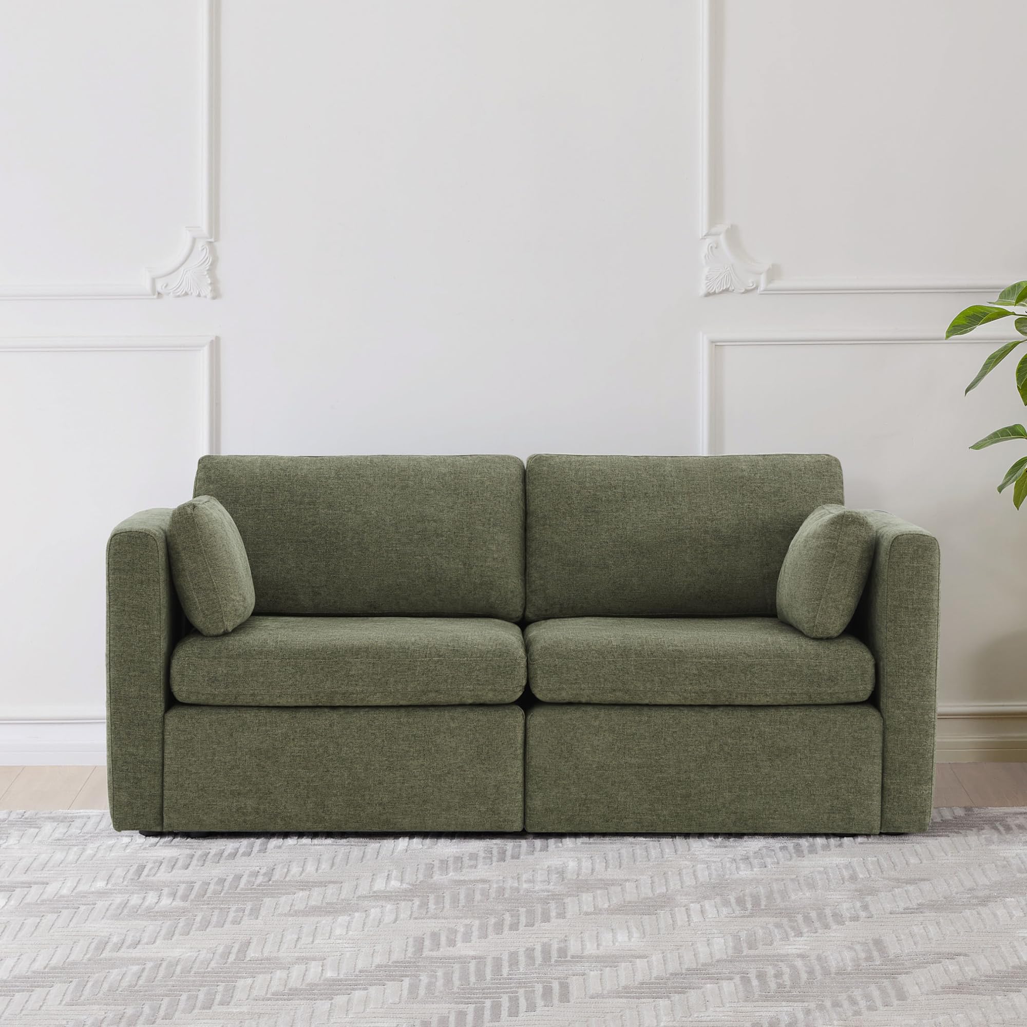 CHITA 78" Modular Sectional Sofa,2 Seat Modular Couch, Moss Green