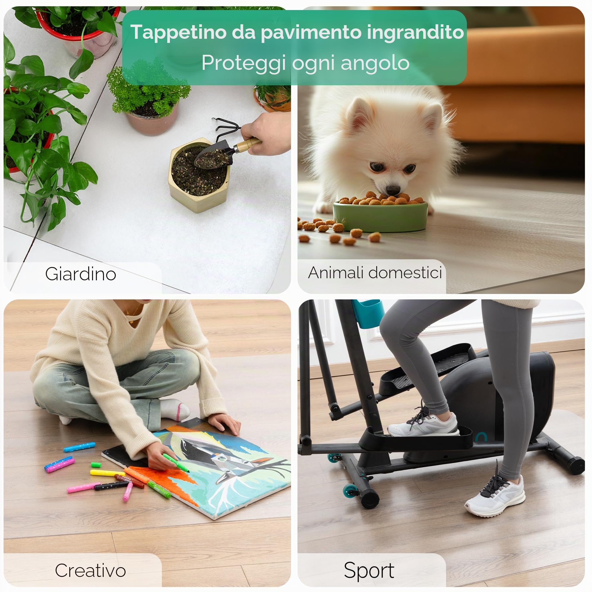 NATRKE Tappetino per sedia per protezione di pavimenti duri trasparente PVC in legno di protezione per pavimenti per ufficio a casa (92 x 122 cm)