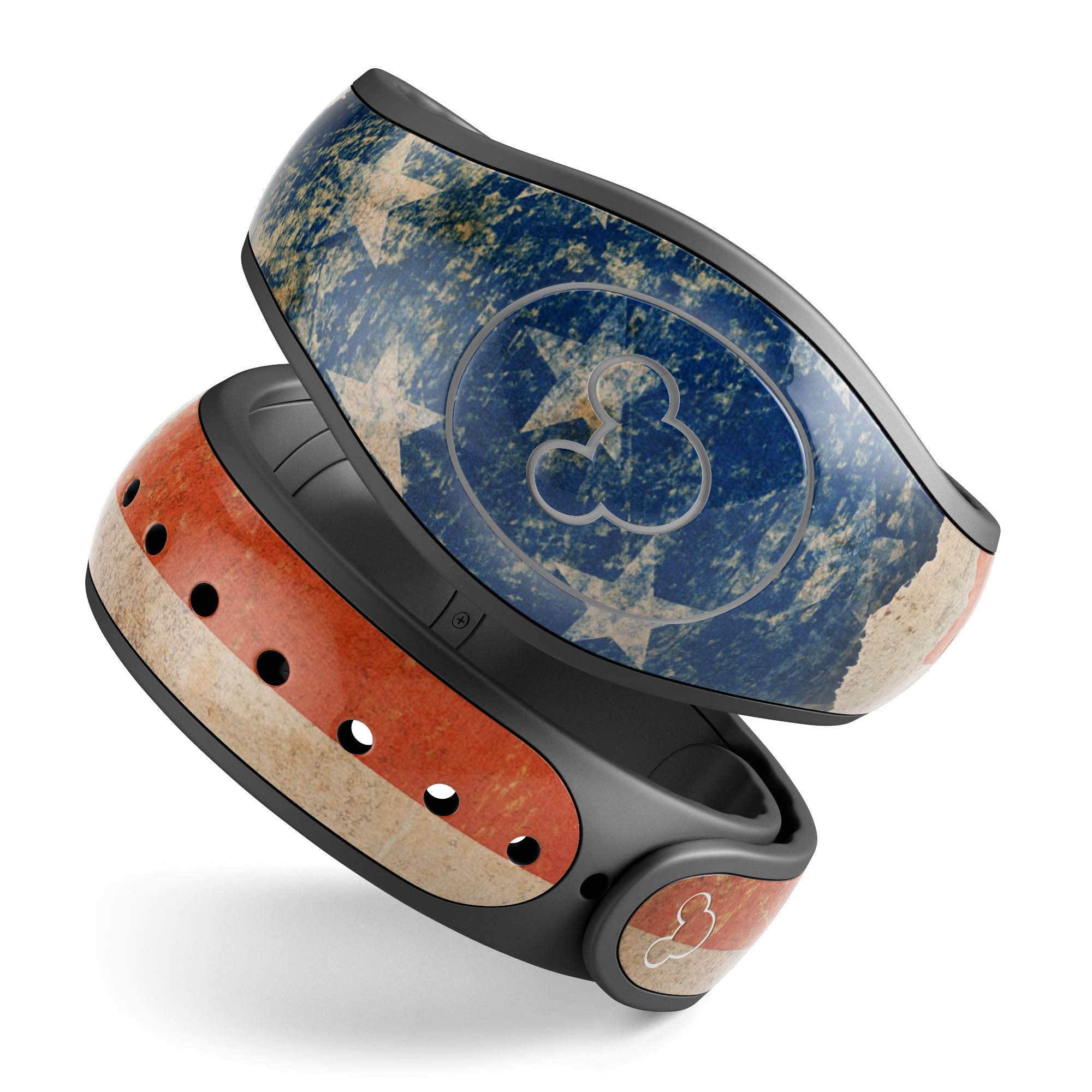 Design Skinz Scratched Surface Peeled American Flag Premium Vinyl Decal Wrap Cover for The Disney MagicBand+ (Fits MagicBand+ for Disney Parks)