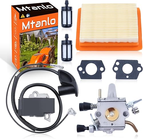 Kit de carburador de bobina de encendido para Stihl FS120 FS200 FS250 FS300 FS350 recortadora con filtro de aire, bujía, filtro de combustible,