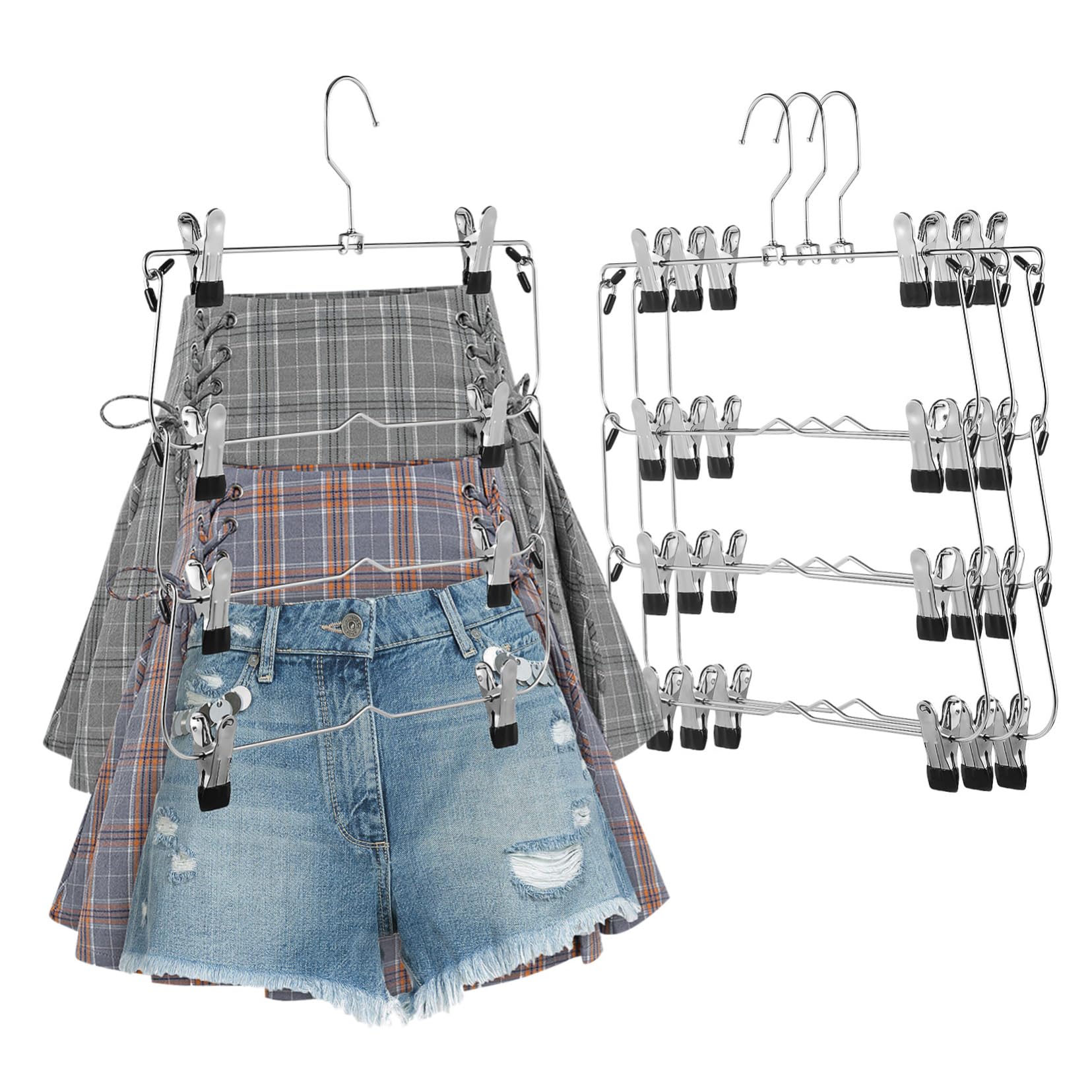 Grucce Per Gonne Multistrato in Acciaio Grucce Per Pantaloni Con Clip Robuste Organizer Per Armadio