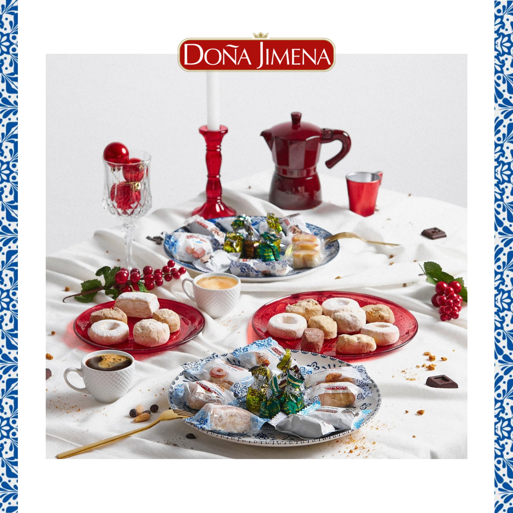 Doña Jimena Gran Surtido de Dulces Tradicionales 1000 Gramos, Especialidades y Chocolates Mini Pralinés Sabores Variados, Típico Dulce Navideño Receta Artesanal