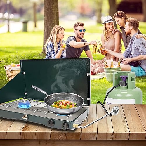 Miniatura 7 de 5430 Regulador de estufa de parrilla con adaptador de propano de 5 pies de manguera de repuesto para estufa de propano Coleman, compatible con