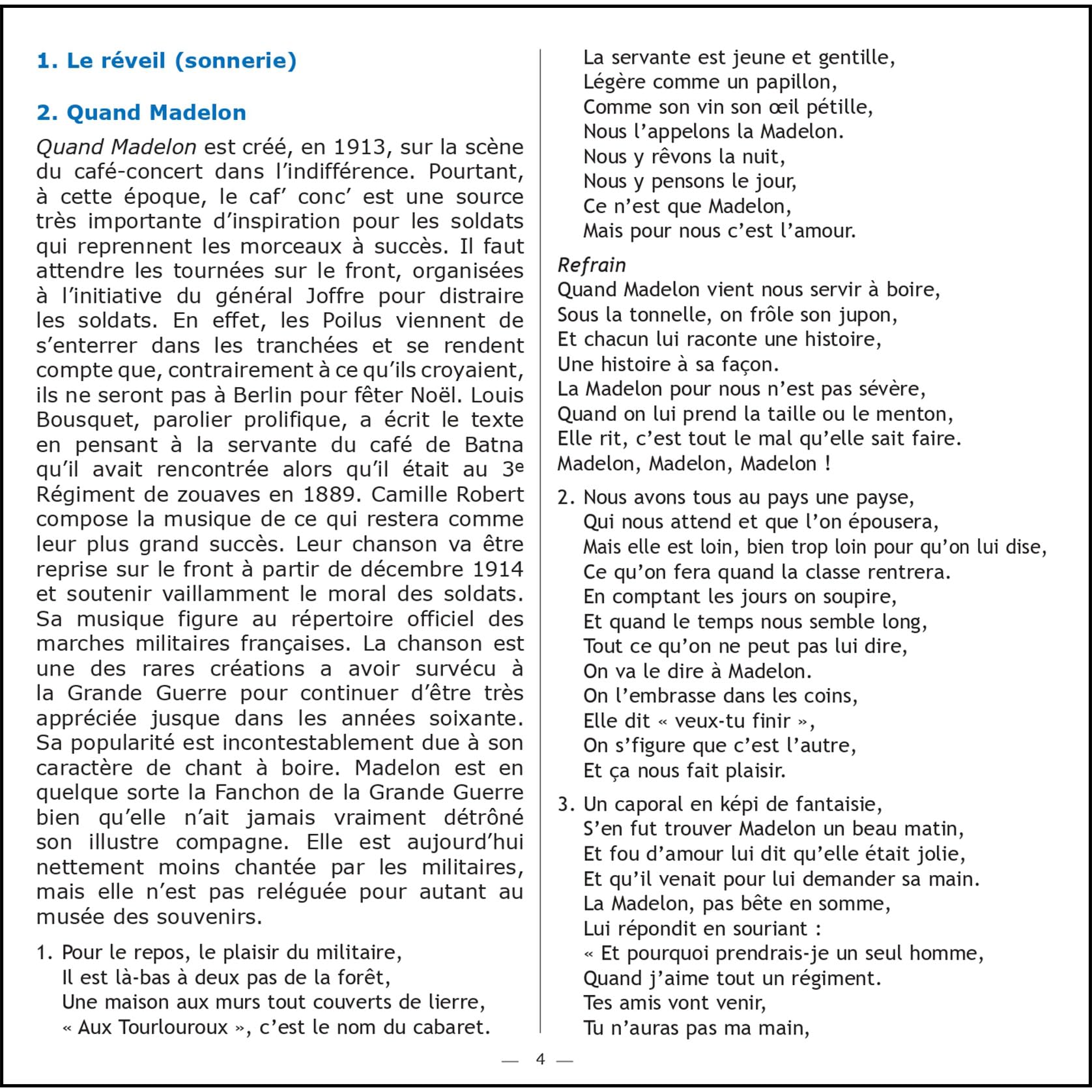 Chants des appelés