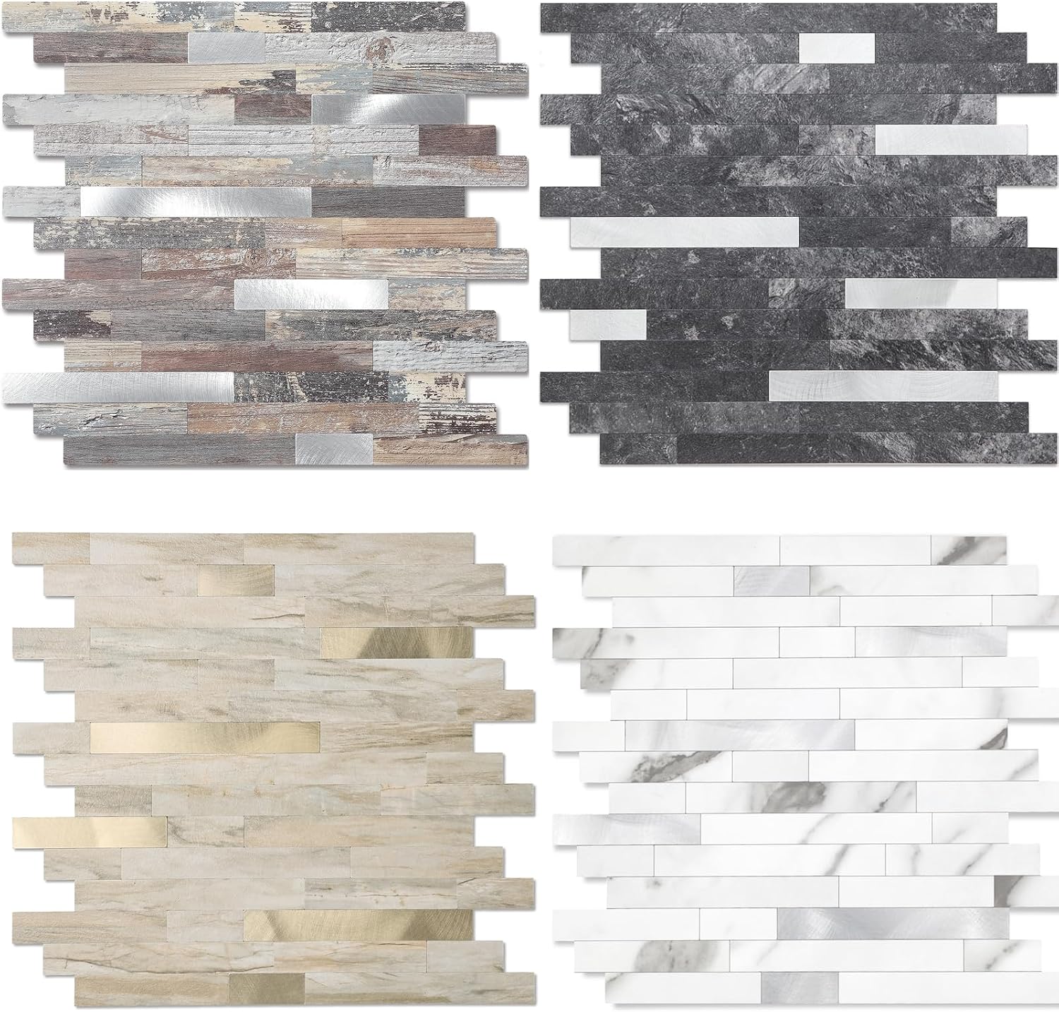 Yipscazo Peel and Stick Stone Metal Backsplash, Stick on Tiles for Backsplash Kitchen (Brown Stone Rock, 5-Pack)