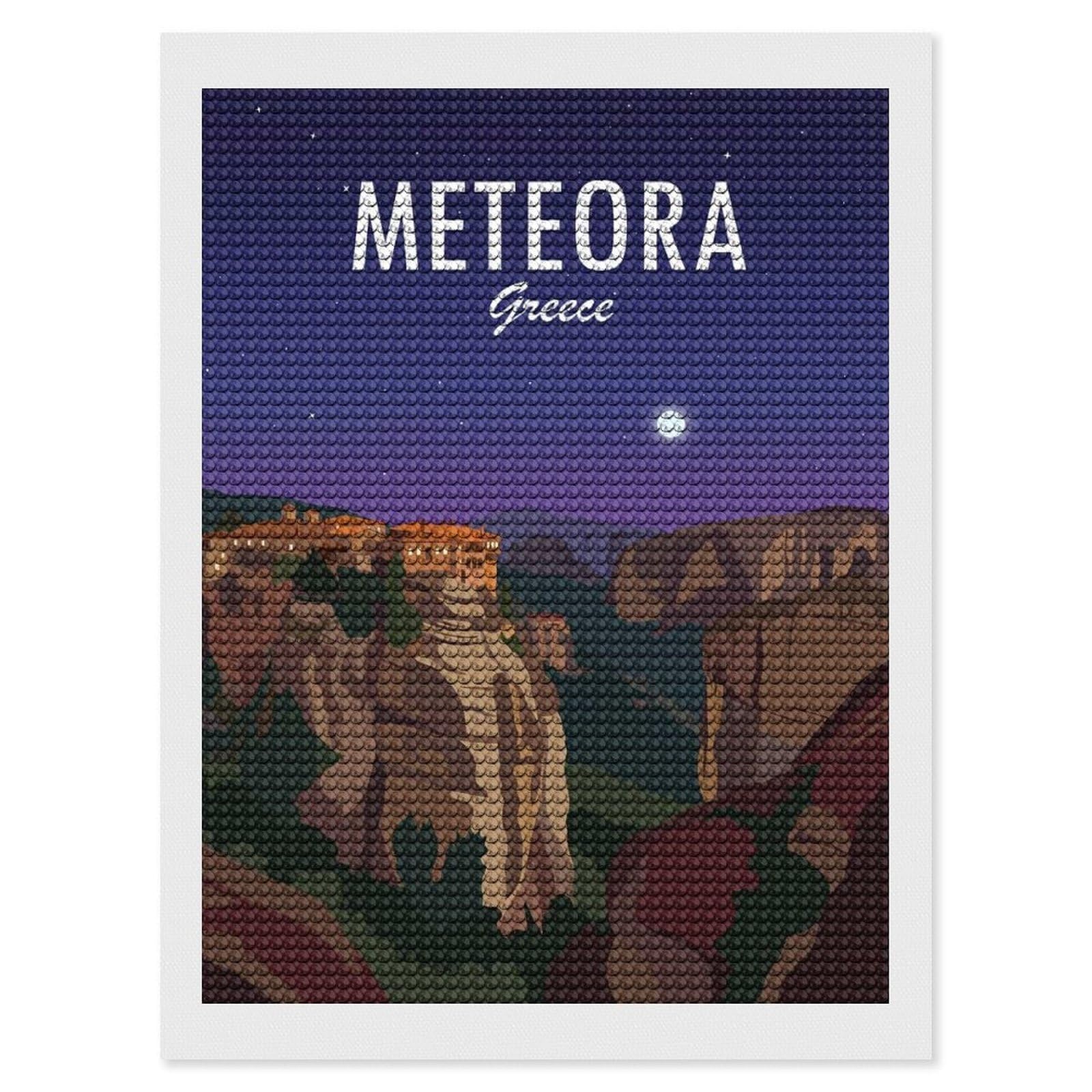 Junmoney Meteora Greece Full Drill Diamond Painting Kit 12"x16", Mindful Craft Activity, Bedroom Decor, for Adults, Gift Idea