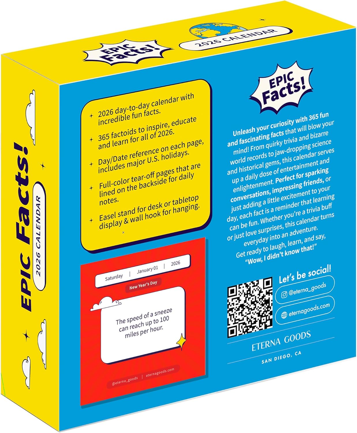 2026 Epic Facts Daily Desktop Calendar | Day To Day Tear Off Calendar with 365 Interesting Mental Floss Facts for Everyday of the Year, Fun Box Calendar Gift For Men or Women, Christmas Stocking Stuffer Gift for Home or Office - Image 9