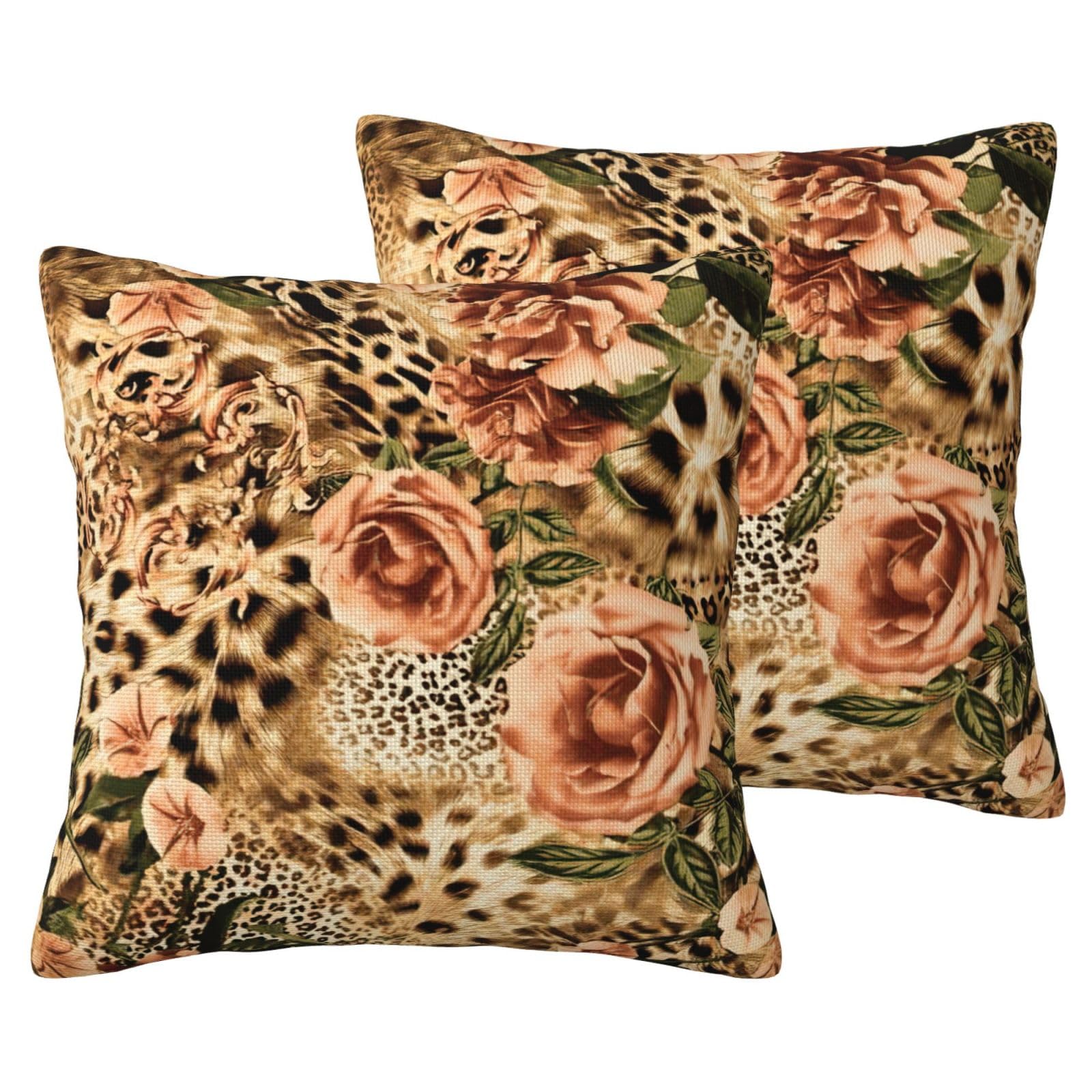 Housse de coussin léopard EdWal lot de 2 pour canapé