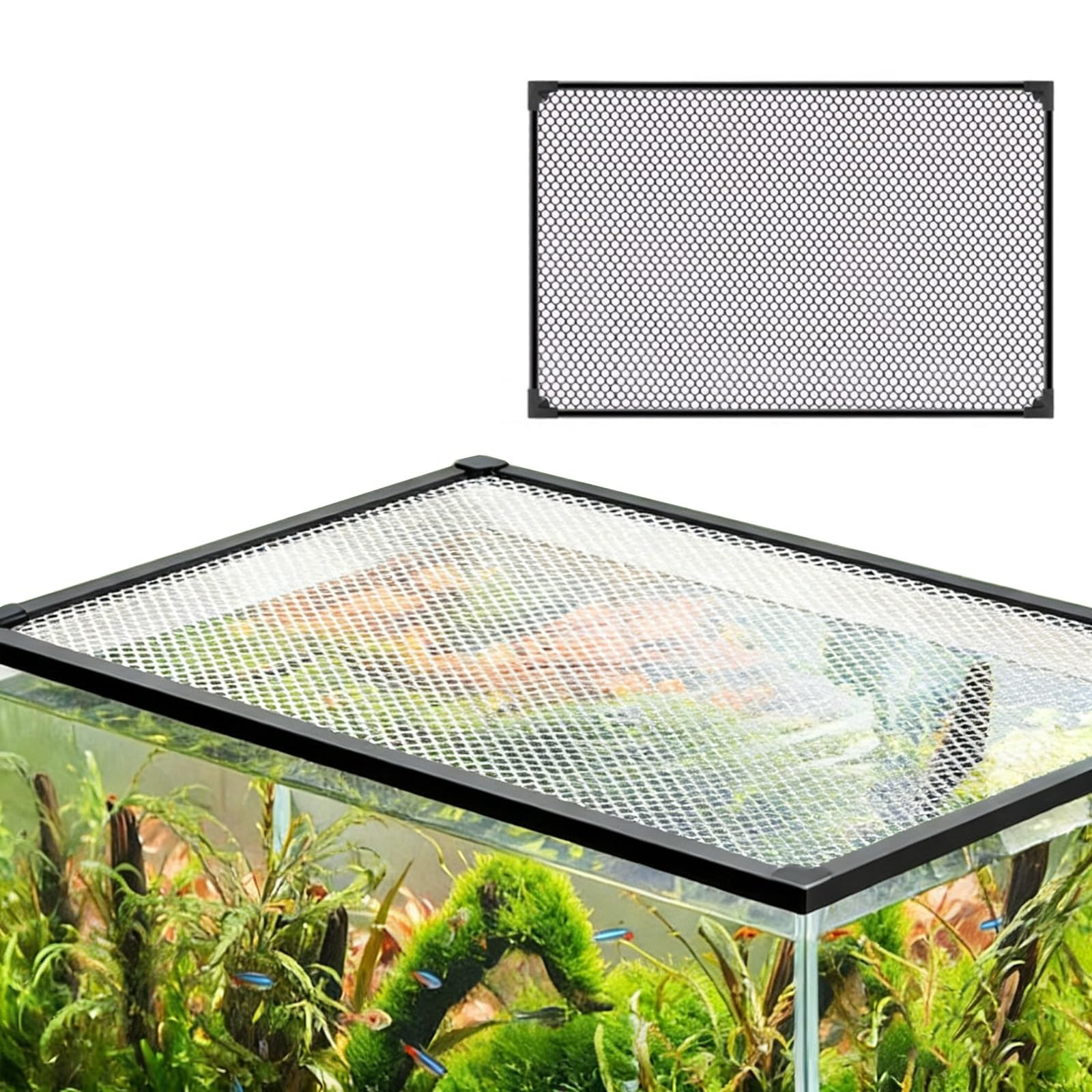 Magnetic Aquarium Cover Lid, DIY Fish Tank lid, Anti-Jumping net Cover mesh, Terrarium lid Aquarium Hood Prevents Fish Jumping and Reptile Escapes(80x45CM/31.50x17.72in)
