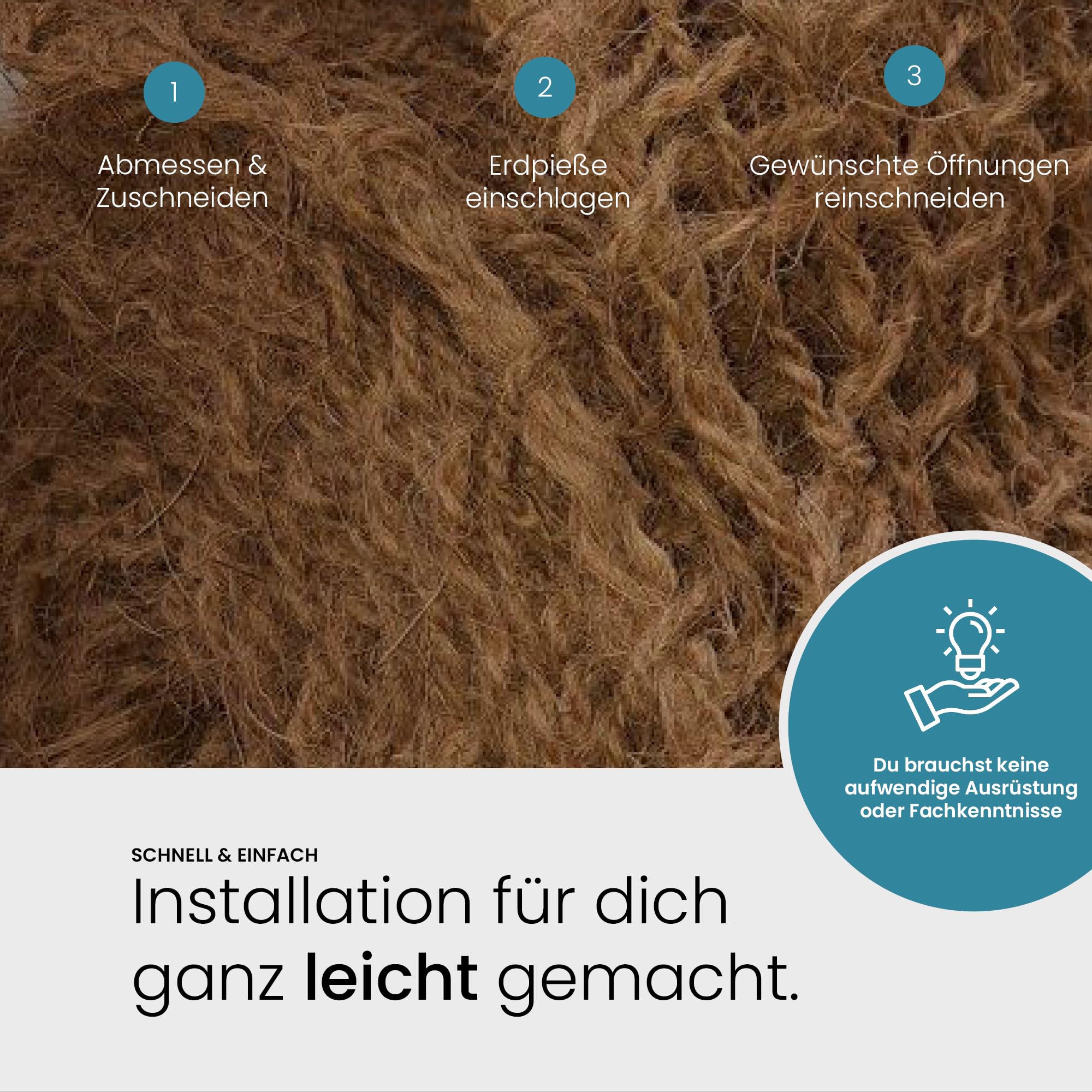 TeichVision Böschungsmatte Kokos 1,0 m breit – Verschiedene Längen/Kokosmatte als Ufermatte Teich/Böschungsmatte Hang/Kokosfasermatte 700 gr. /m ² (20 m)
