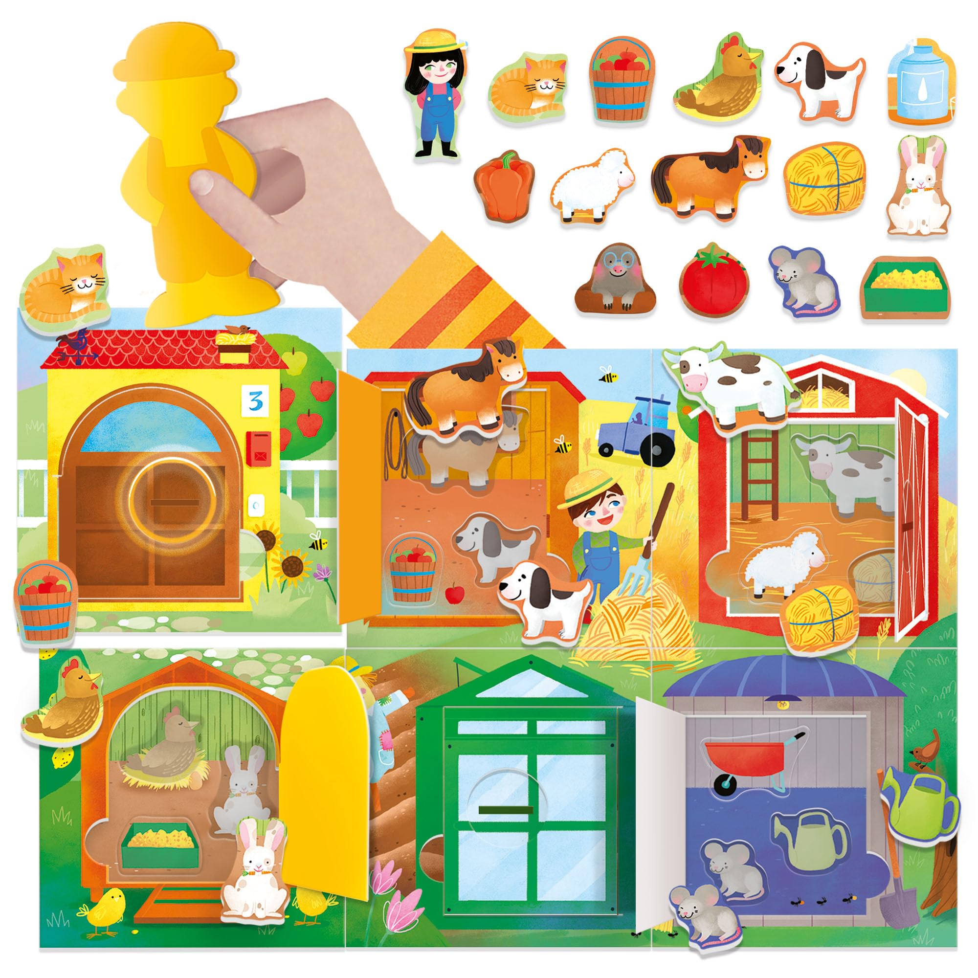 HEADU - Fattoria Apri e Chiudi Montessori - Manualità, Osservazione e Memoria | Giochi Educativi Bambini 2 3 4 Anni, Giochi Montessori, Regalo Bambina 2 anni, Regalo Bambino Natale, Made in Italy