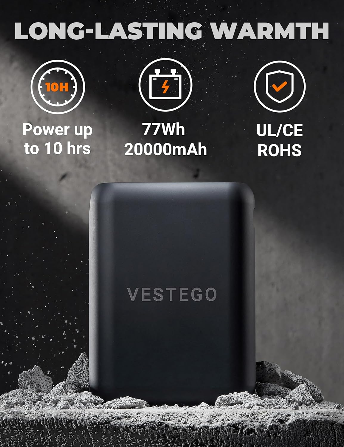 Vestego Heated Jackets for Women, Heated Jacket with 12V 20000mAh Battery Pack, 6 Heating Zones, Black Xl