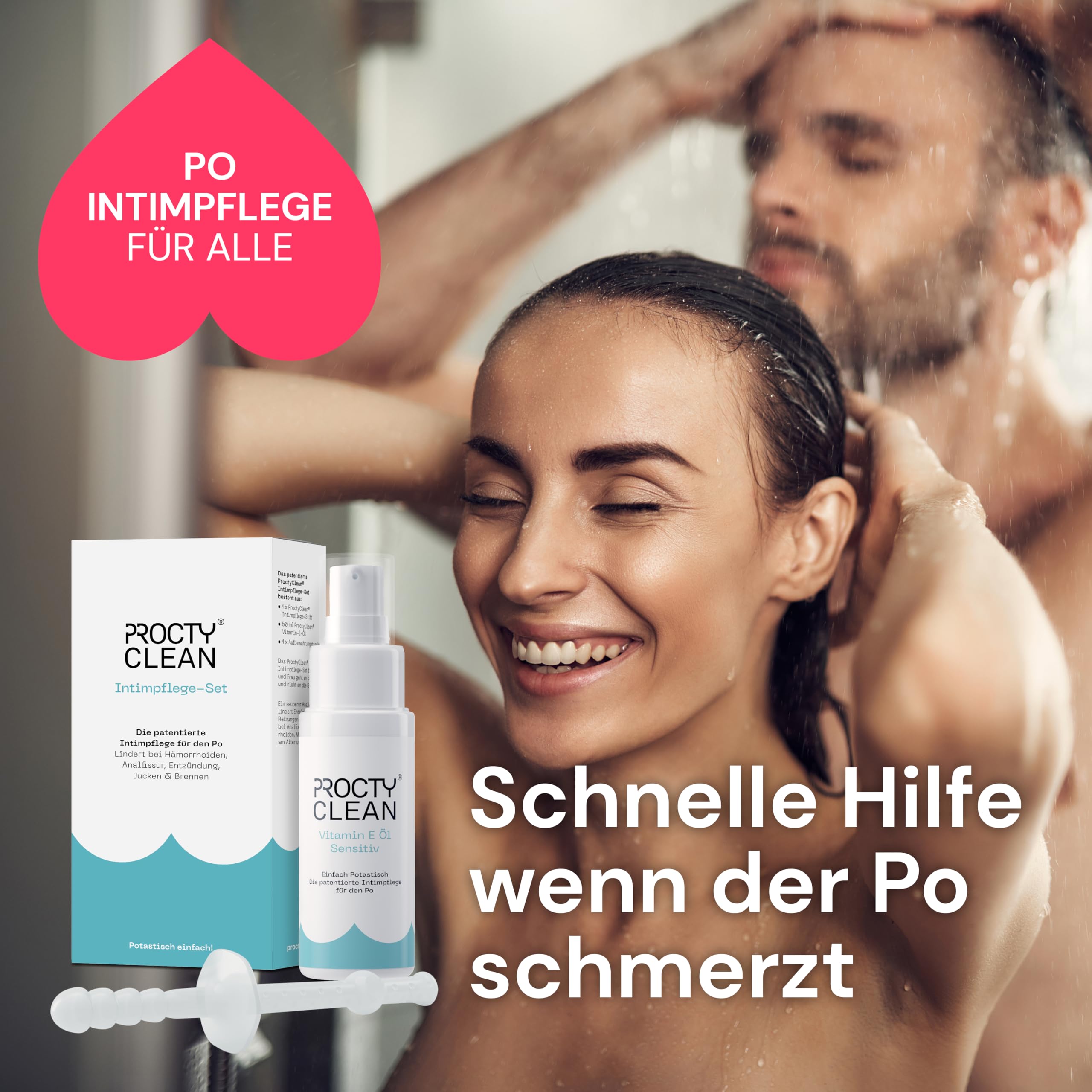 ProctyClean Intimpflege-Set für den Po, Analhygiene bei Hämorrhoiden & Co | Innovation für den Po. Statt Hämorrhoidensalbe, Hämorrhoiden Zäpfchen, Linderung bei Analfissuren, Afterjucken, Brennen